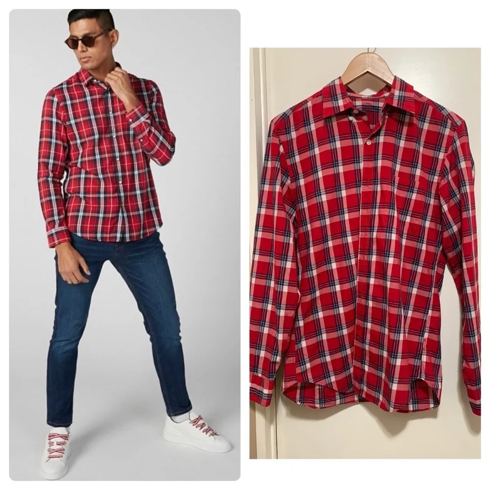 J. Crew Mens Small Long Sleeve Plaid Check Shirt
